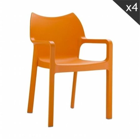 COMPAMIA Compamia ISP028-ORA Diva Resin Outdoor Dining Arm Chair Orange -  set of 2 ISP028-ORA